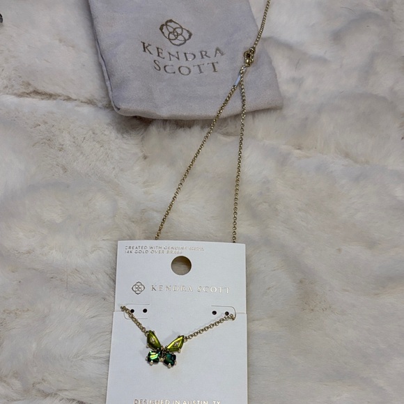 Kendra Scott Gold Butterfly Necklace with Green Accents - Picture 3 of 3